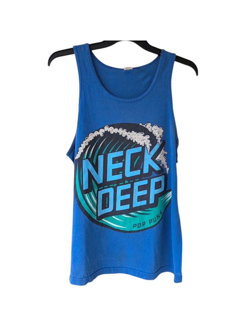 Vintage Neck Deep Pop Punk Tank Top Mens L Blue Alstyle Warped Tour 21.5x29 Y2K